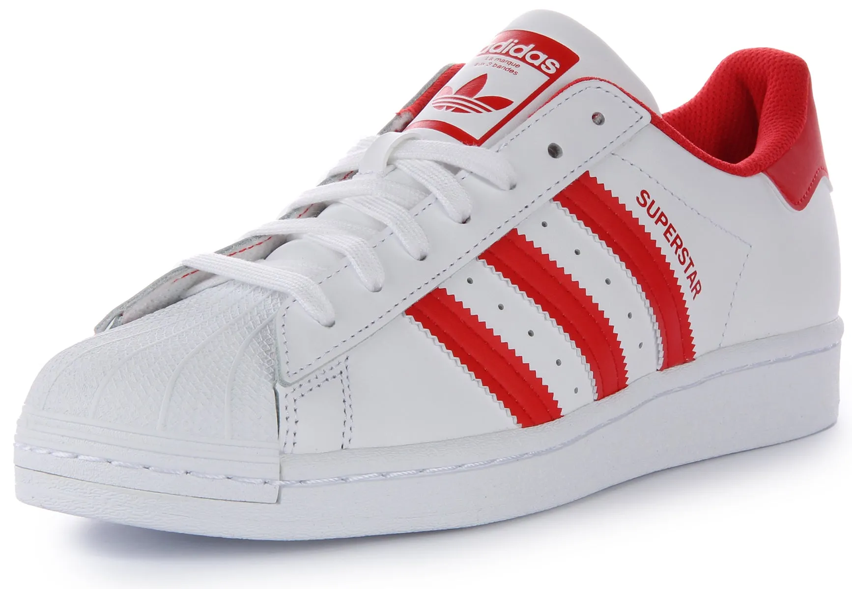 Adidas Superstar In White Red