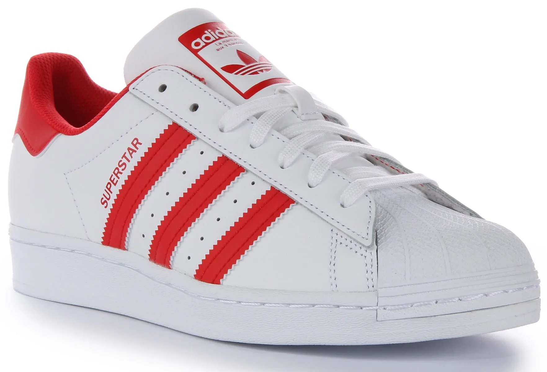 Adidas Superstar In White Red