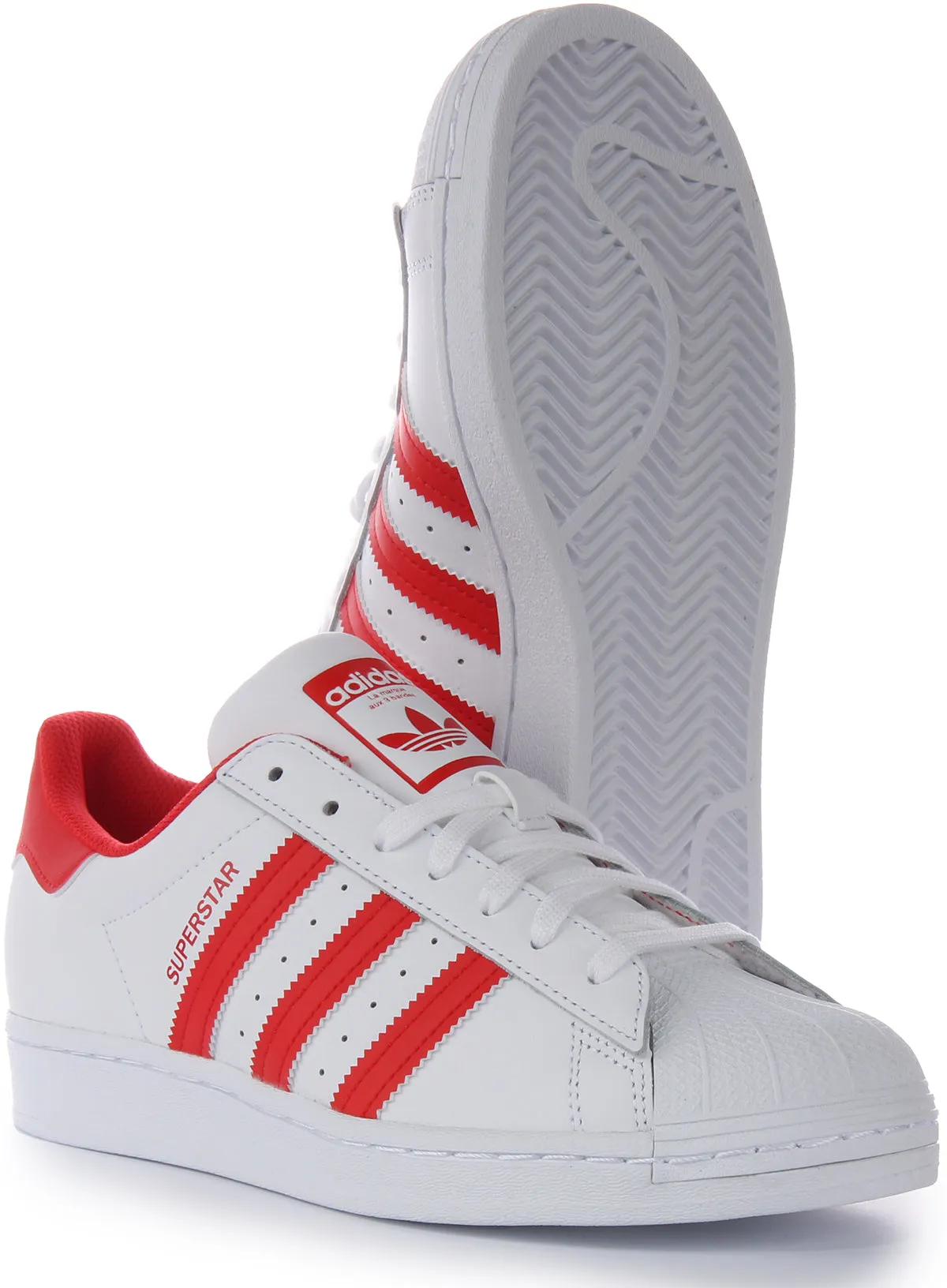 Adidas Superstar In White Red