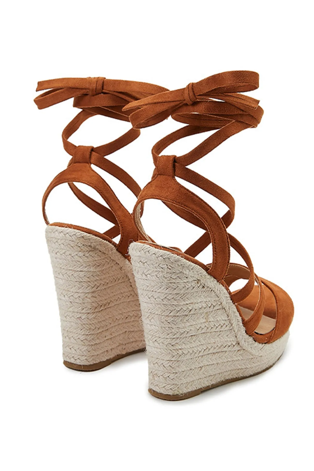 Amozae-Lace Up Espadrille Wedges Sandals