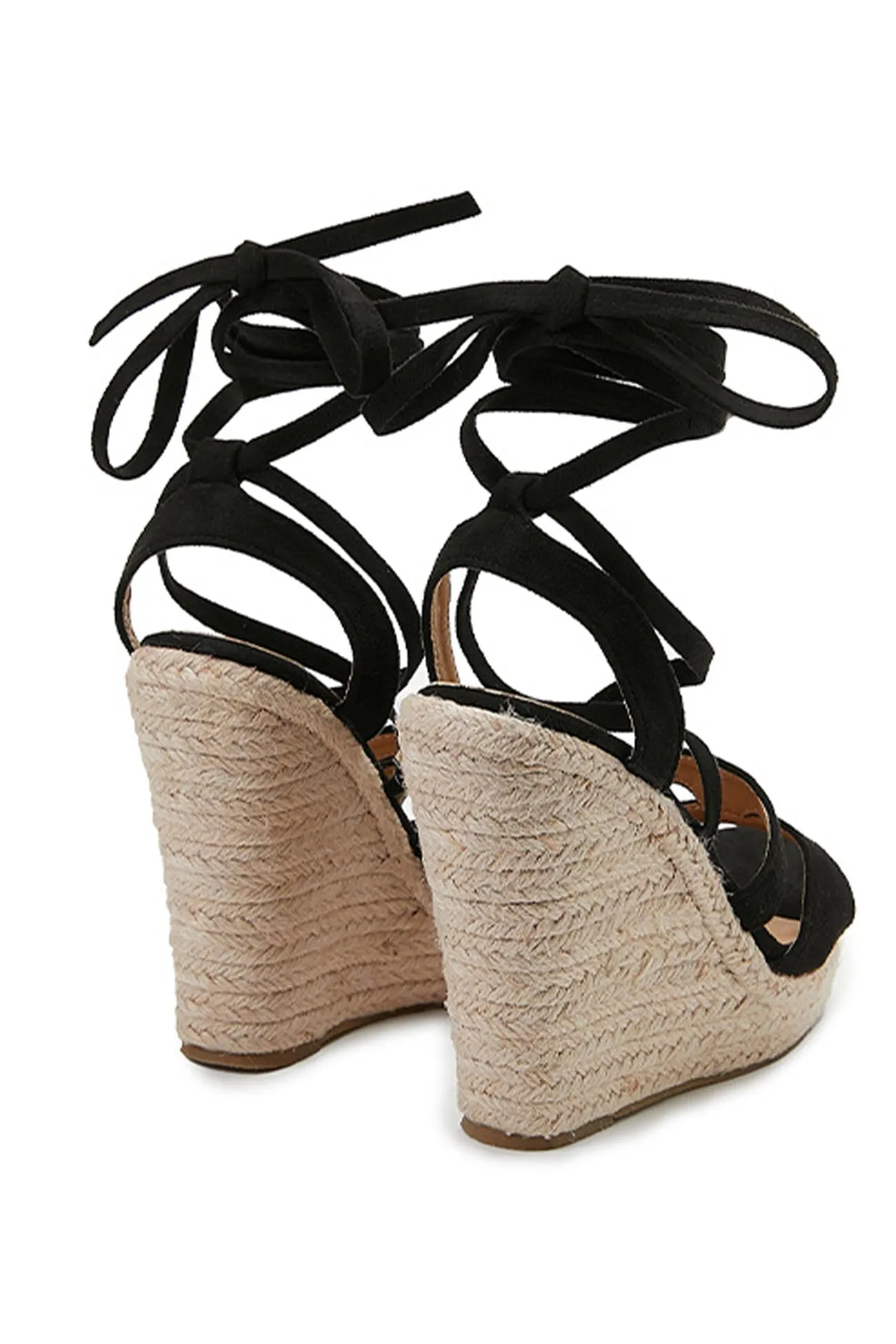 Amozae-Lace Up Espadrille Wedges Sandals