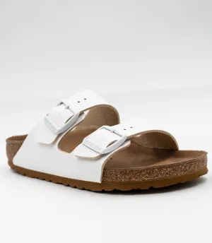 Arizona Vegan in White Birkibuc Narrow Width by Birkenstock