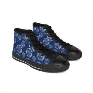 Blue Kimono Pattern Women's Classic Sneakers