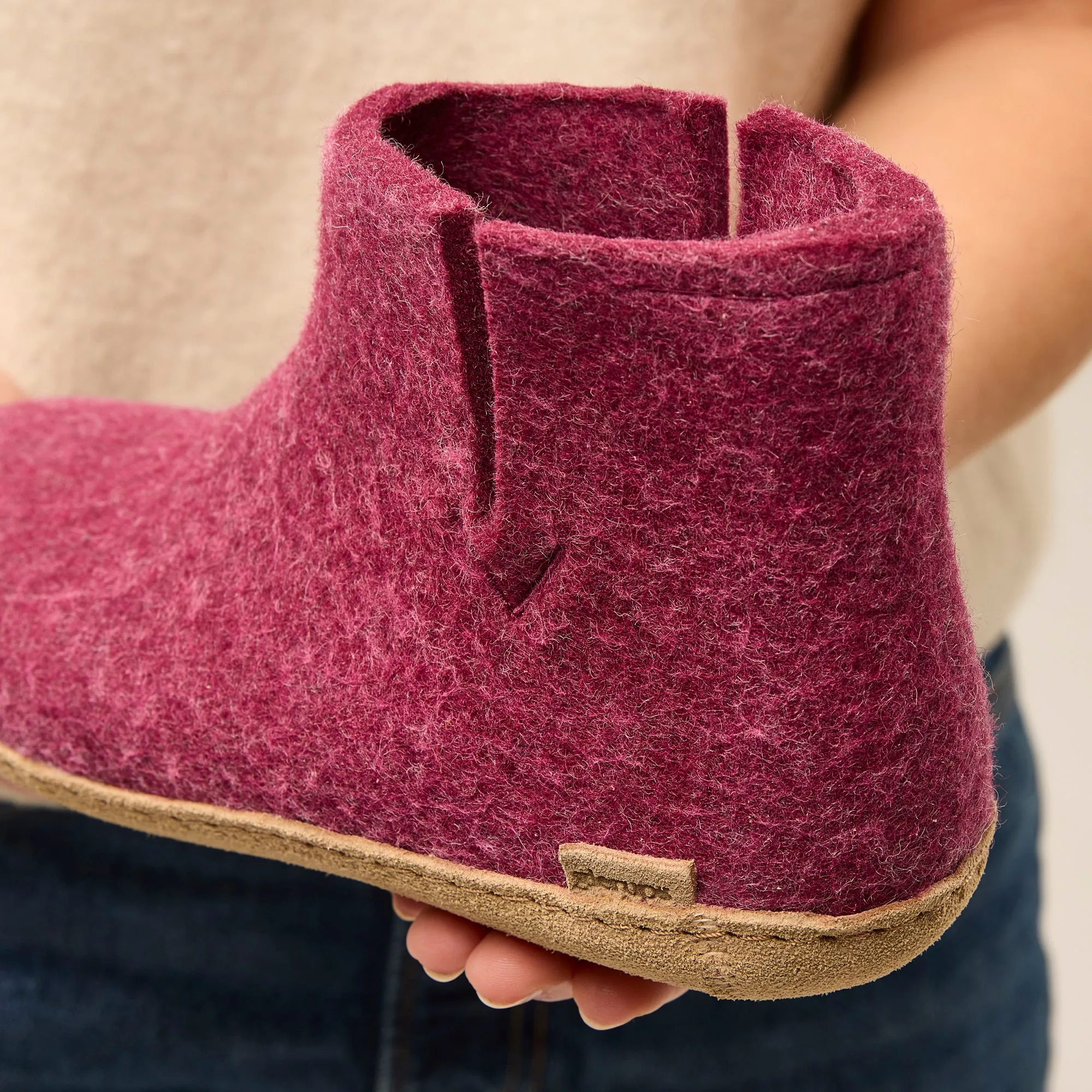 Boot with leather sole - Cranberry