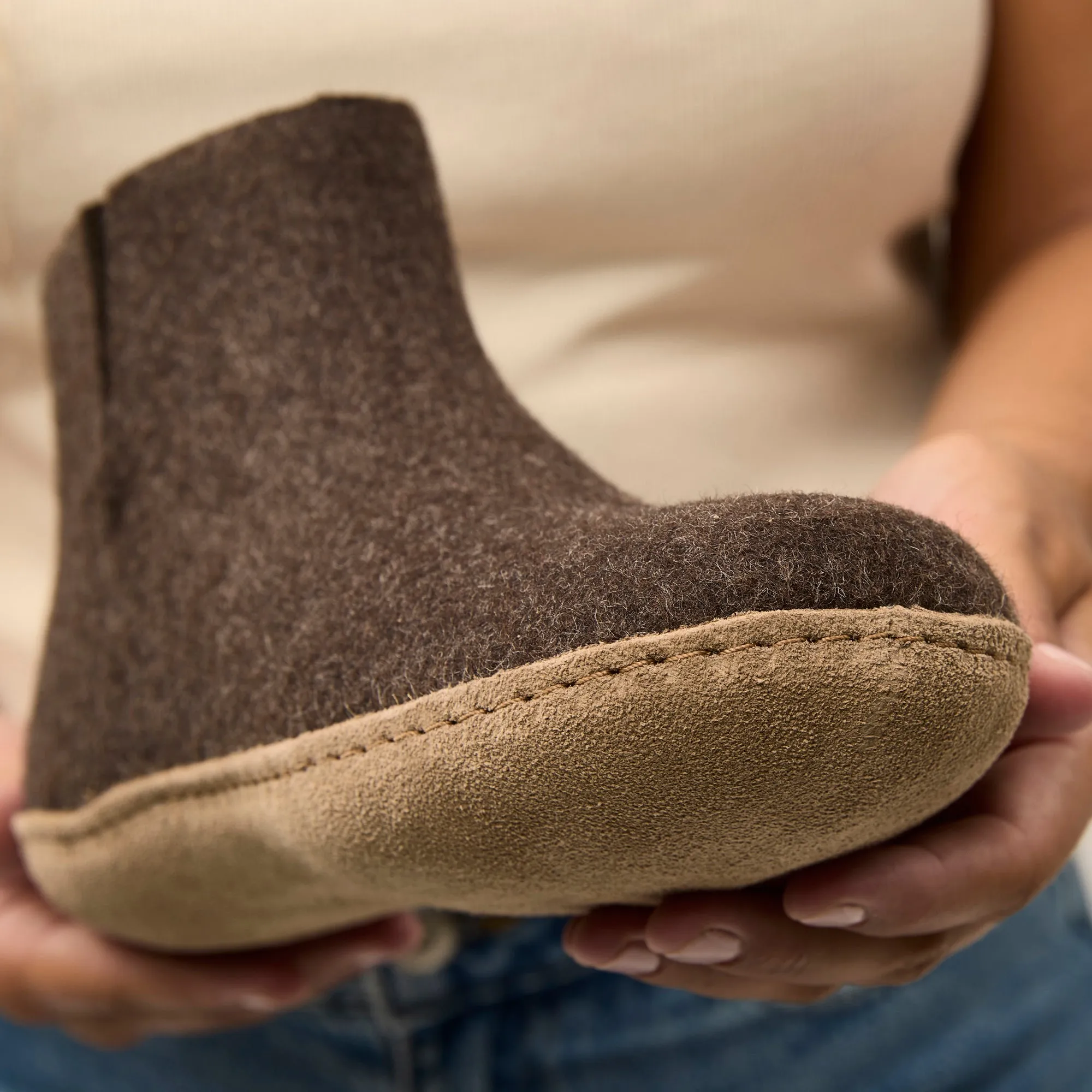 Boot with leather sole - Nature brown