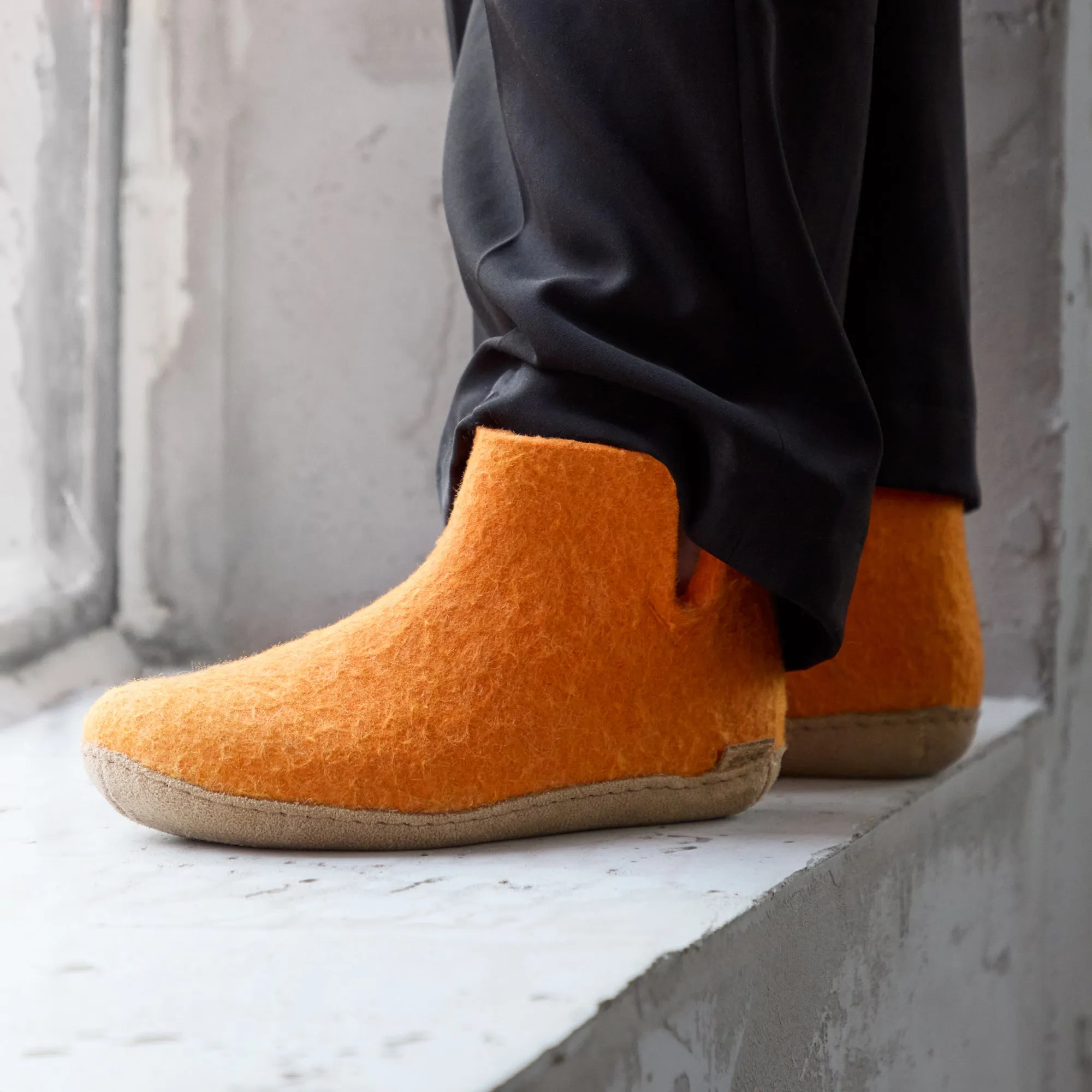 Boot with leather sole - Orange