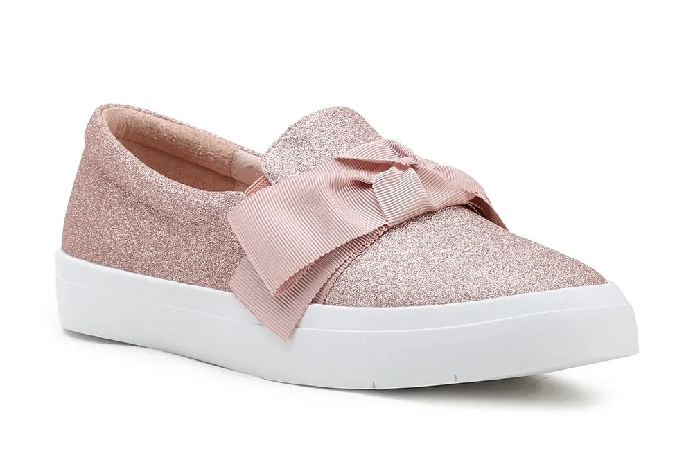 Bow Glittered Slip On Sneakers