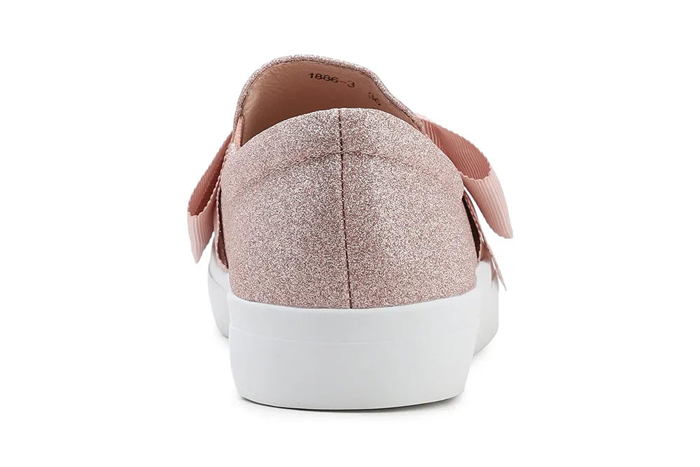 Bow Glittered Slip On Sneakers