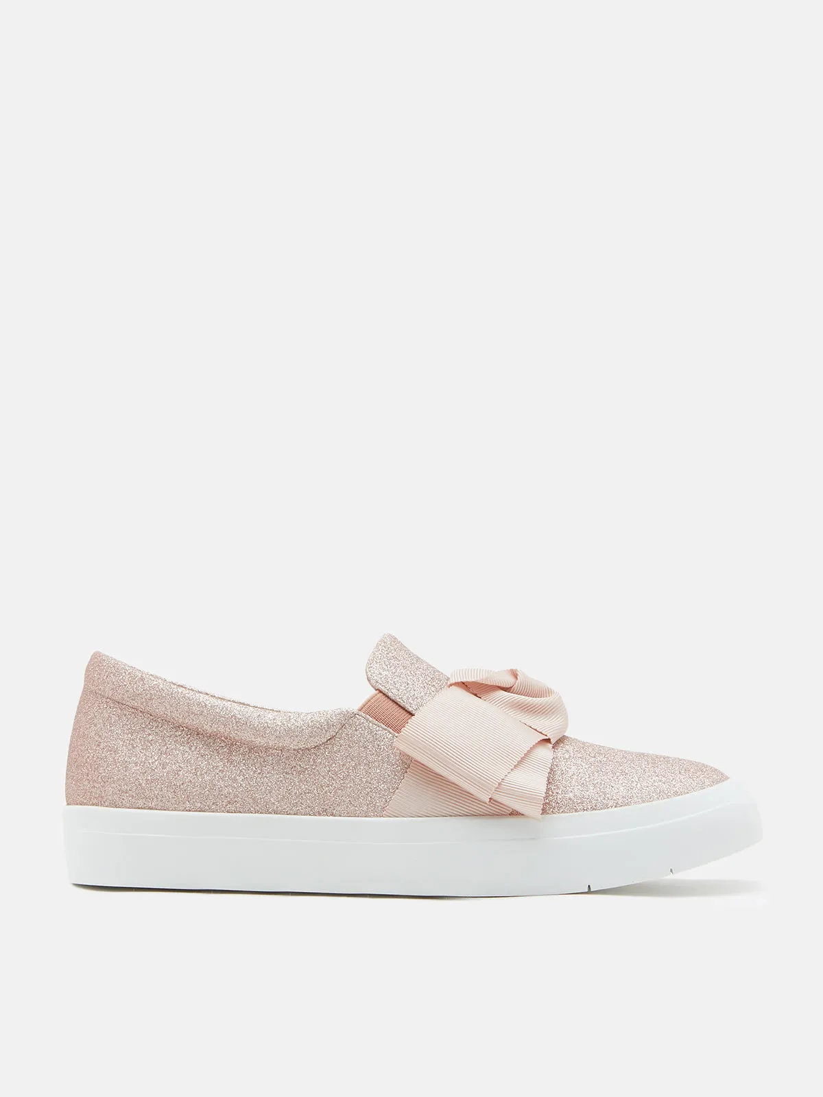 Bow Glittered Slip On Sneakers