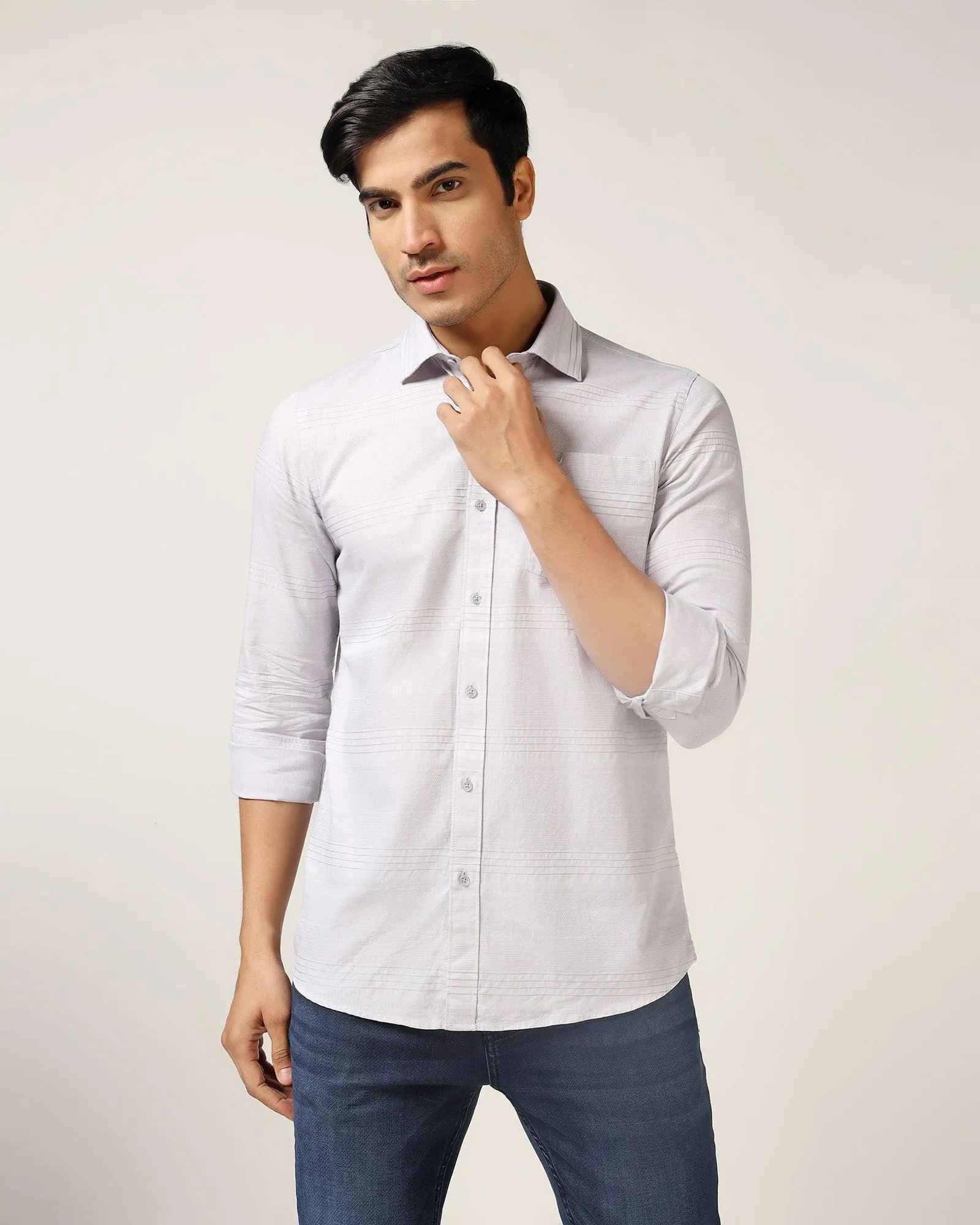 Casual Grey Textured Shirt - Newton