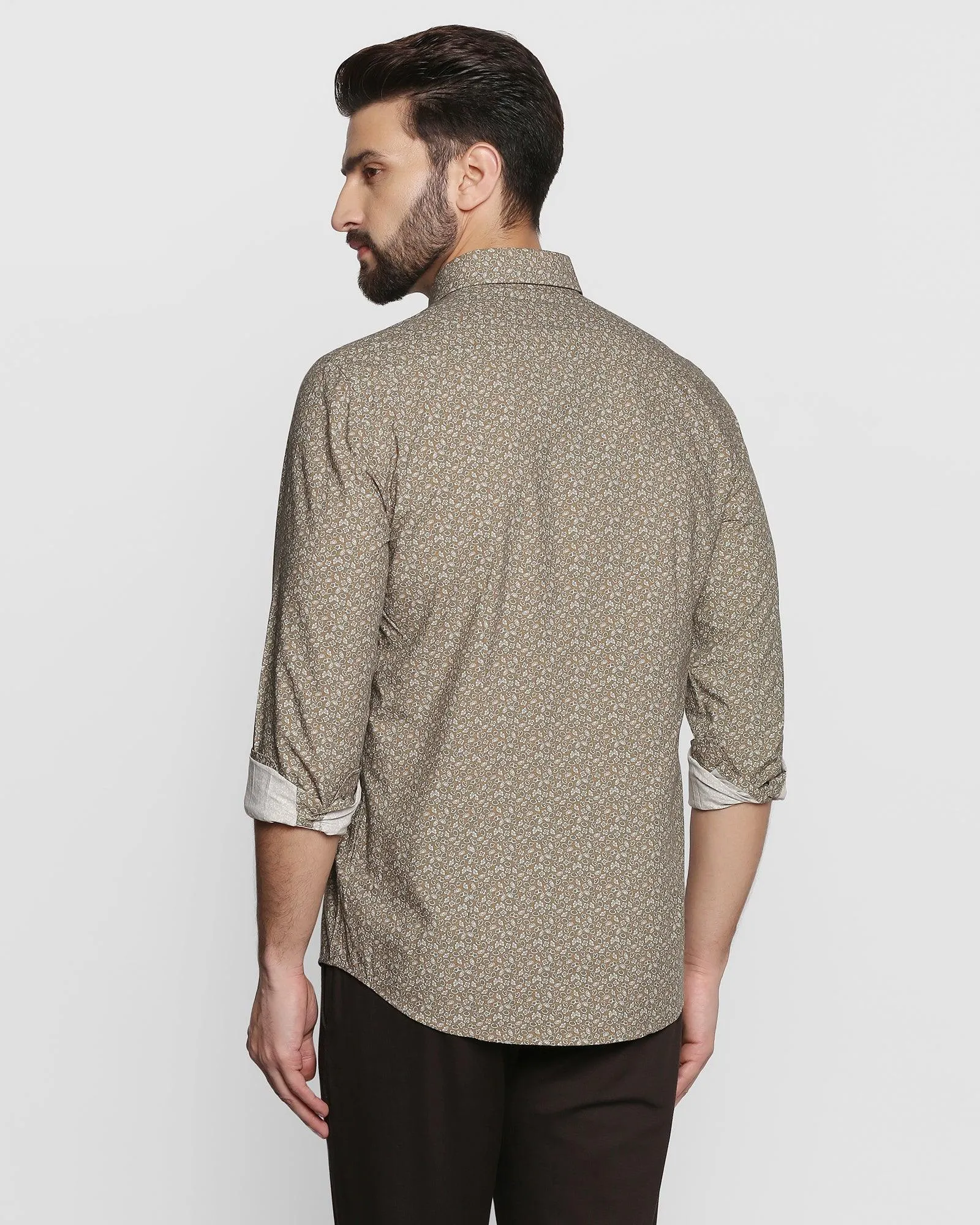 Casual Olive Printed Shirt - Dunzo