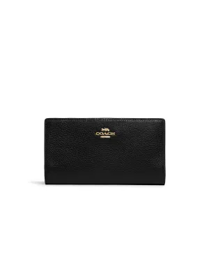 Coach Women's Black Slim Zip Wallet