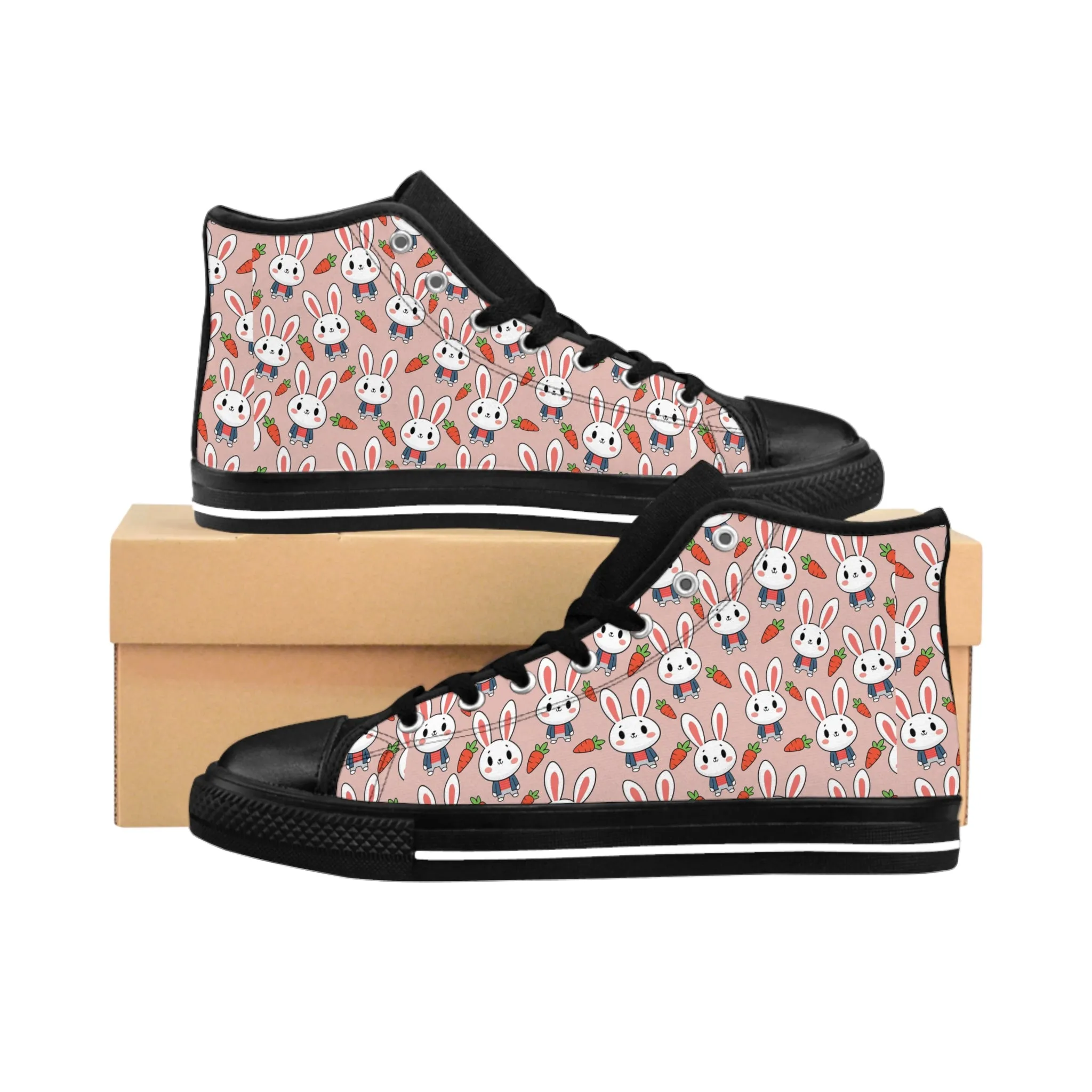 Cute Bunny with Carrot Women's Classic Sneakers