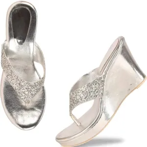 Delish Laides Wadding And Party Occastion Wedges Silver Heel For Women