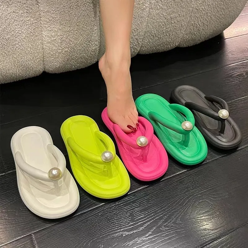 Fashion Pearl Soft Thong Slippers for Women