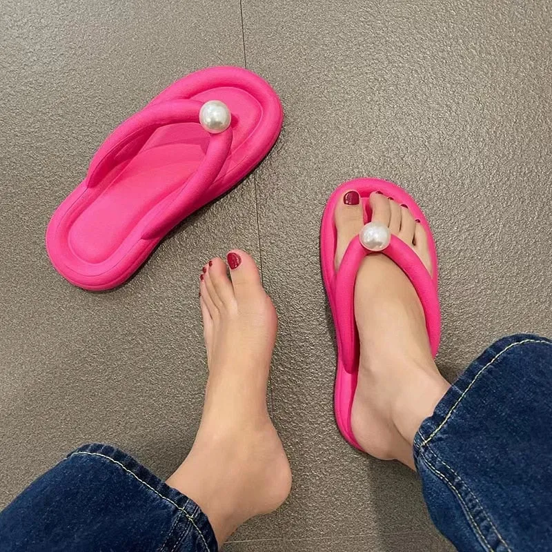 Fashion Pearl Soft Thong Slippers for Women