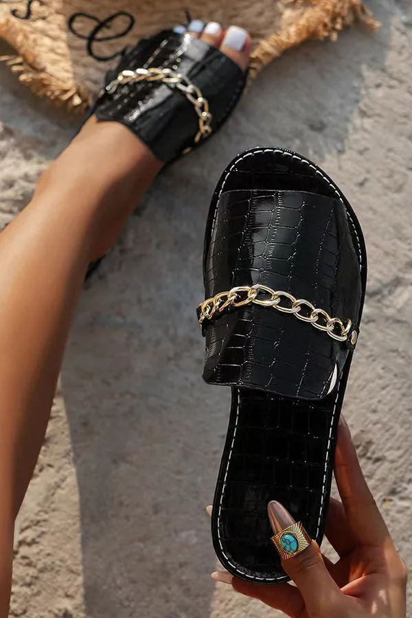 Fashionable Metal Buckle Chain Sandals