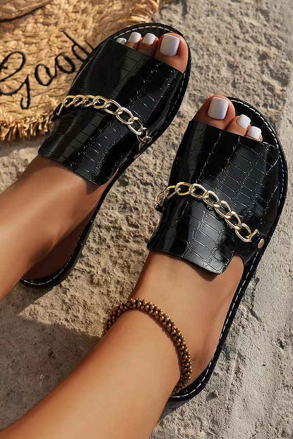 Fashionable Metal Buckle Chain Sandals