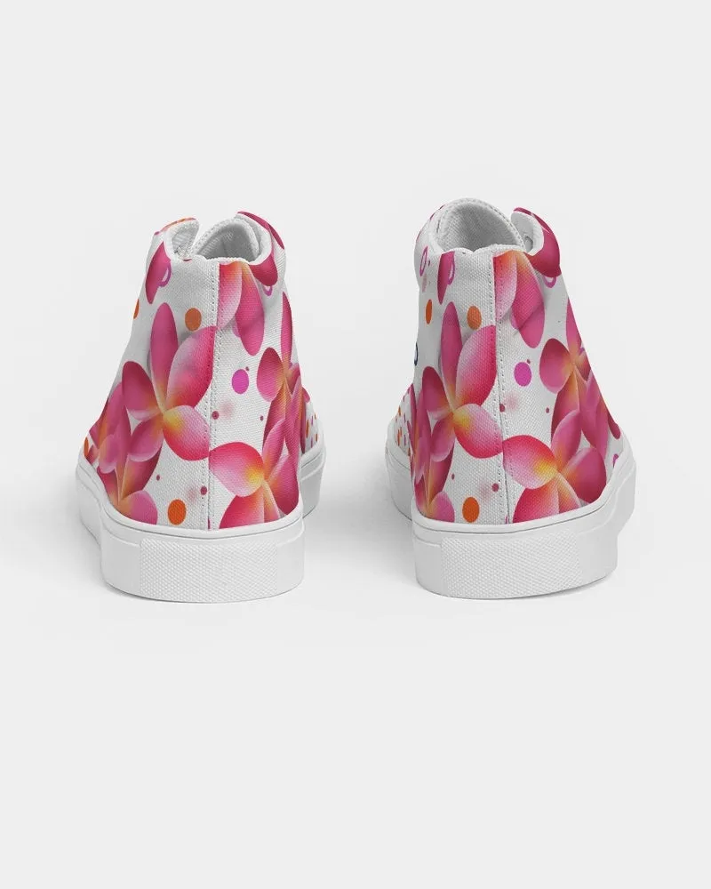 Floral Pink Plumeria Dots Hightop Sneakers