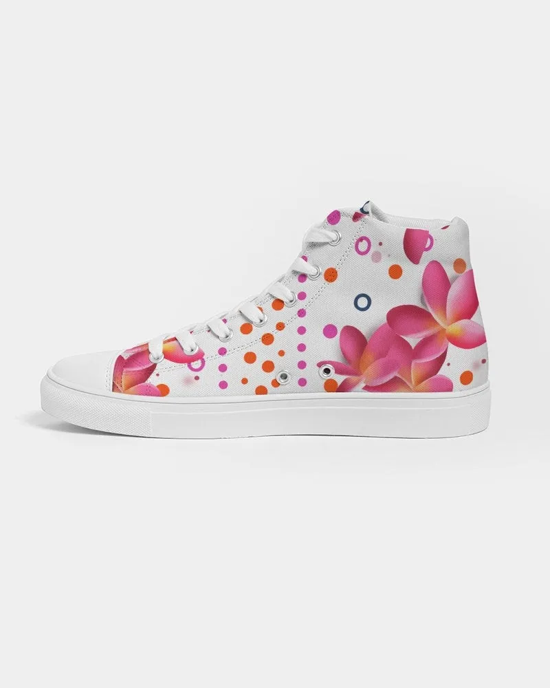 Floral Pink Plumeria Dots Hightop Sneakers