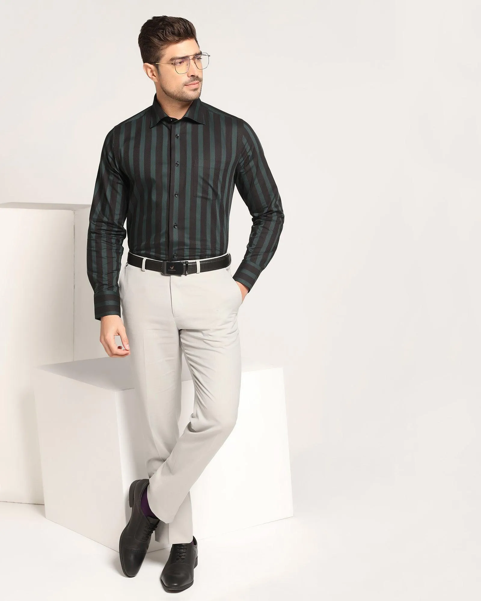 Formal Black Stripe Shirt - Regis