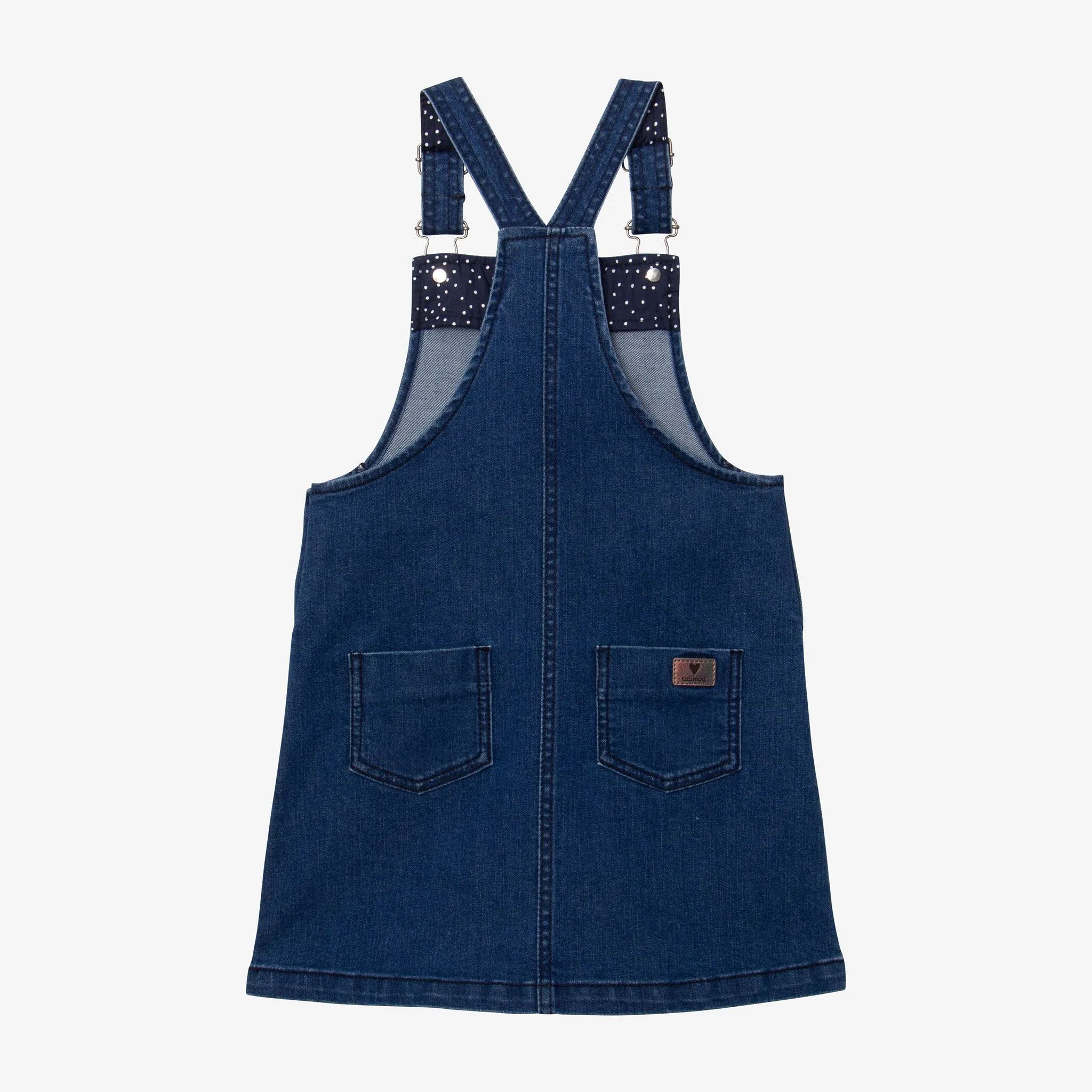 Girls' embroidered denim overall dress