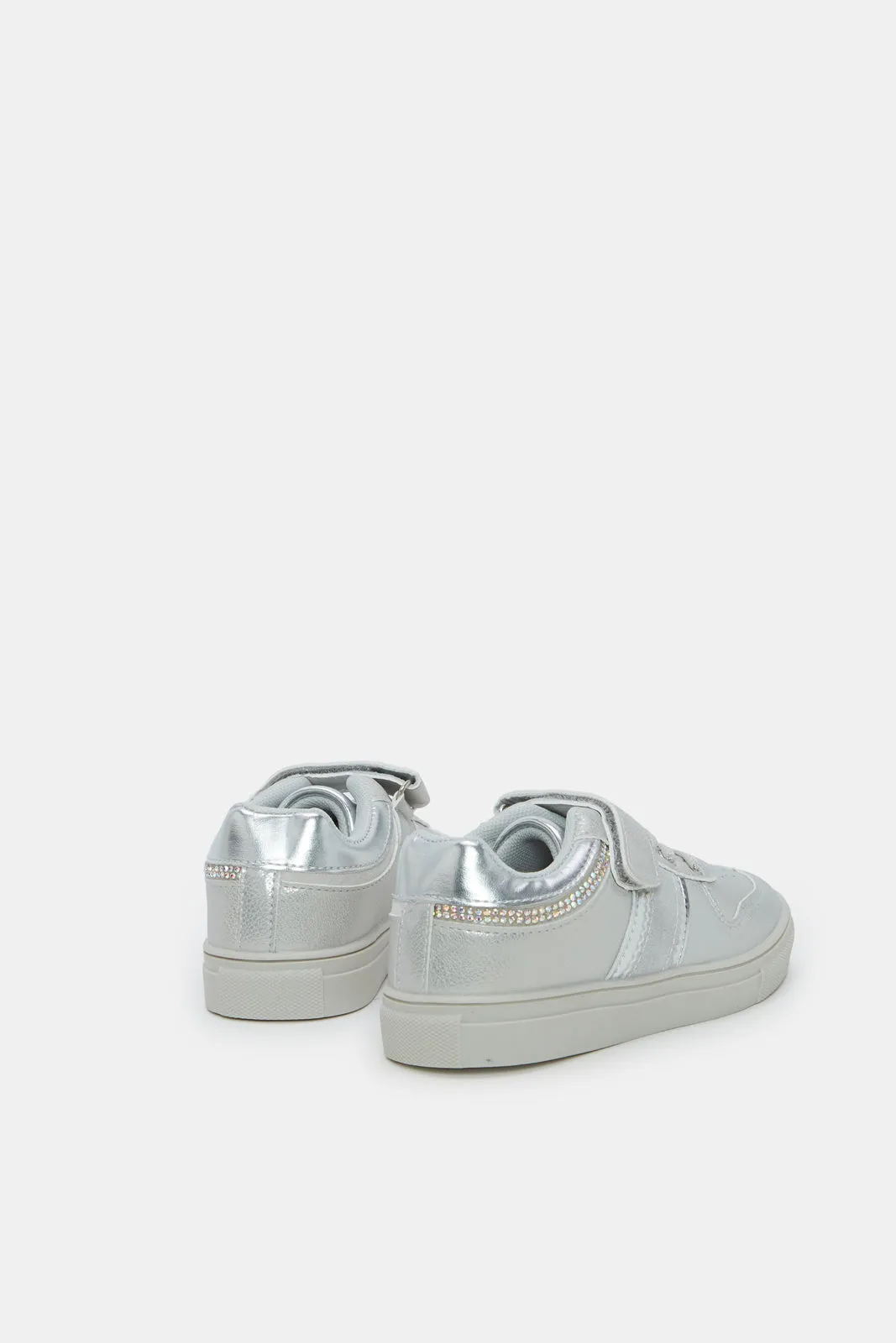 Girls Grey Velcro Strap Sneakers