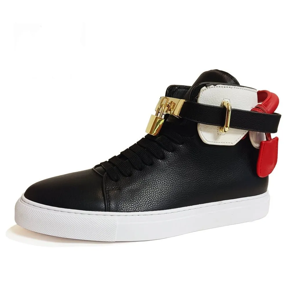 GlamMetal Embellished Solid High-Top Sneakers