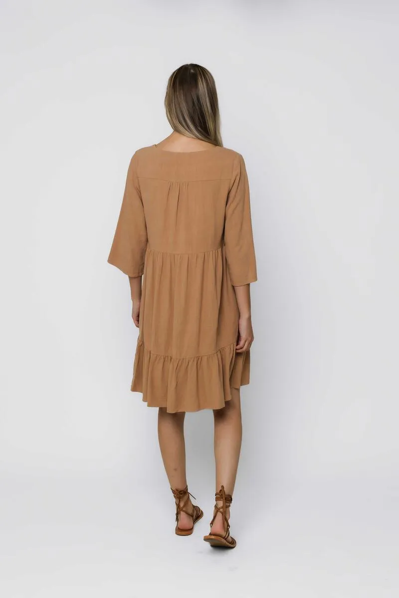 Grace Tiered Dress - Tan