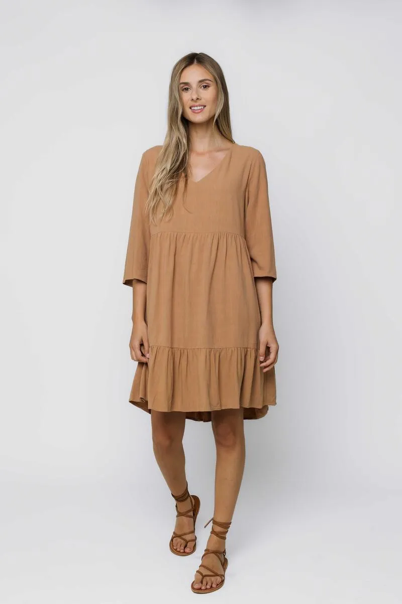 Grace Tiered Dress - Tan