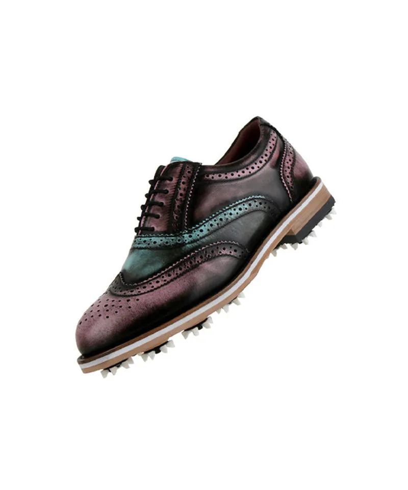 HENRY STUART Beat Up Spike Classic Golf Shoes - Pink Mint