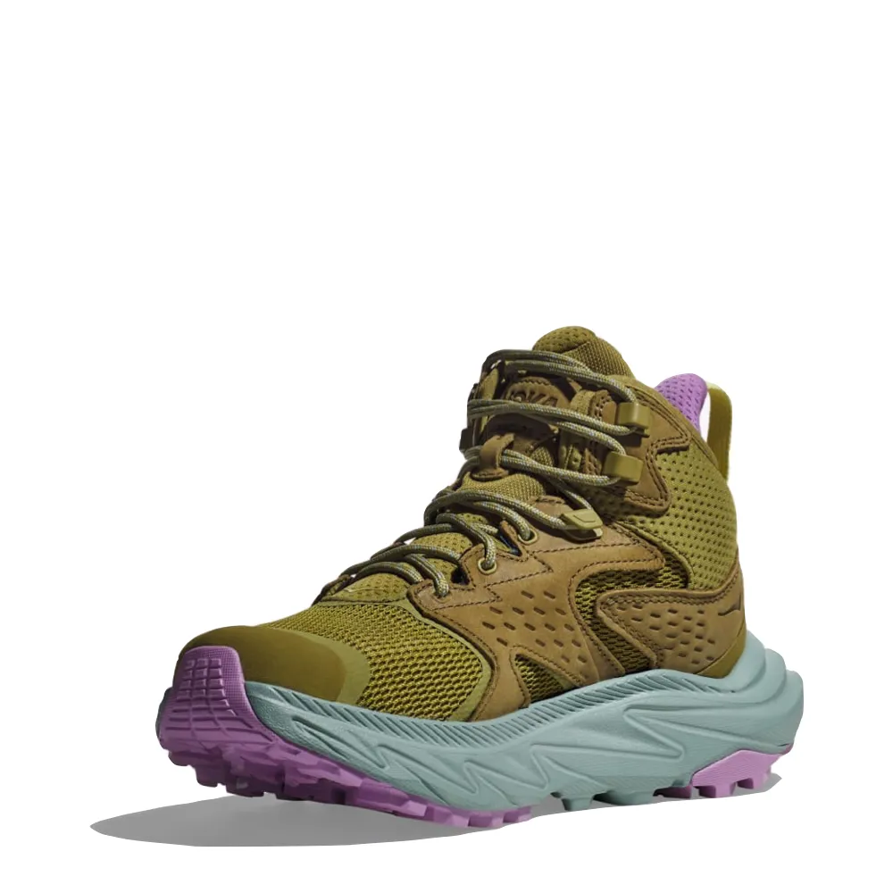 Hoka Women's Anacapa 2 Mid GTX Waterproof Hiking Sneaker Boot in Green Moss/Agave