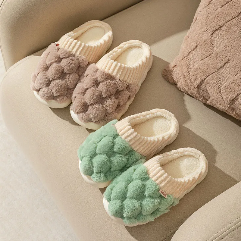 Honeycomb: Fluffy Plush Slippers | Warm Indoor Slippers