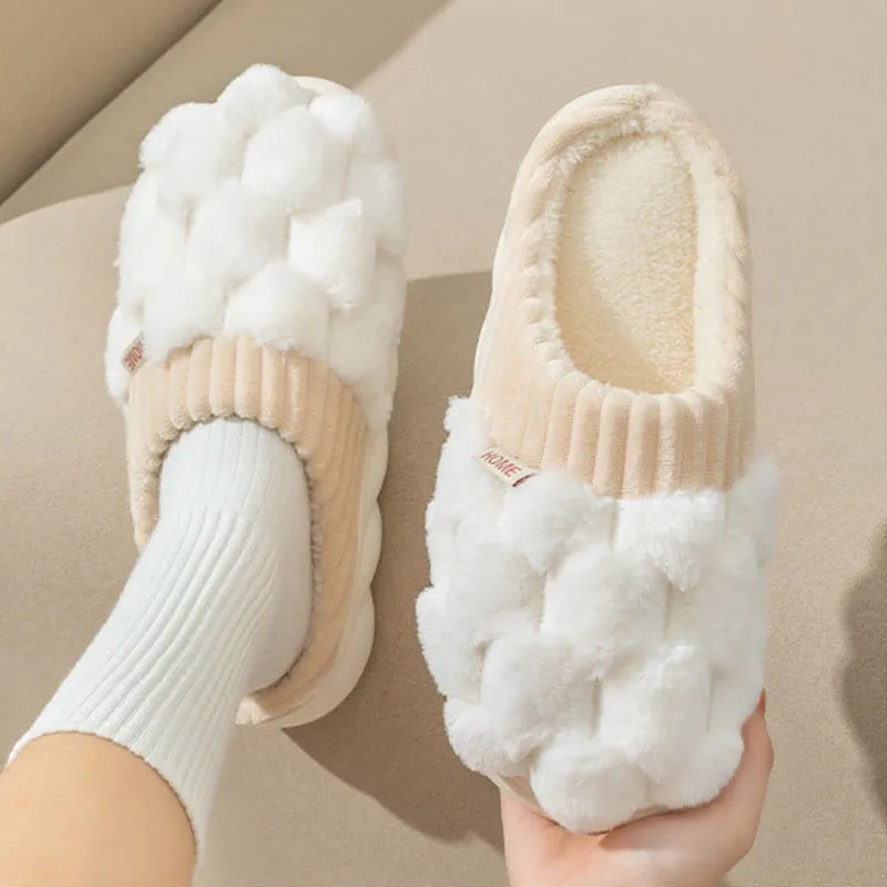 Honeycomb: Fluffy Plush Slippers | Warm Indoor Slippers