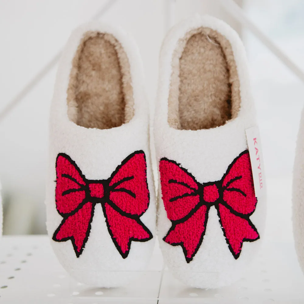 Hot Pink Wholesale Bow Fuzzy Slippers