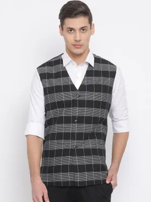 Jashvi Men's Black Pure Cotton Nehru Jacket