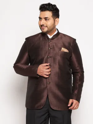 Jashvi Plus Size Men's Coffee Silk Blend Jodhpuri