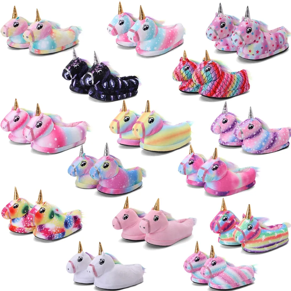 Kids Plush Magical Unicorn Cute House Slippers