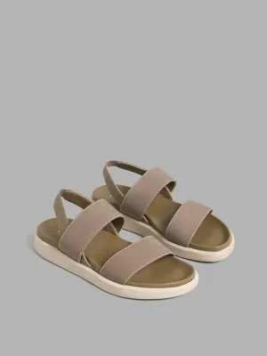 LUNA BLU Beige Double Elasticated Slingback Sandals