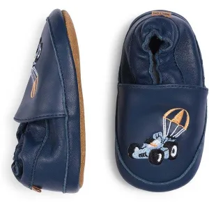 MELTON Race Car Leather Slippers Navy Academy