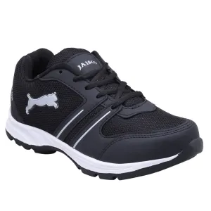 Men Sport Black Silver Self Design Running Shoes