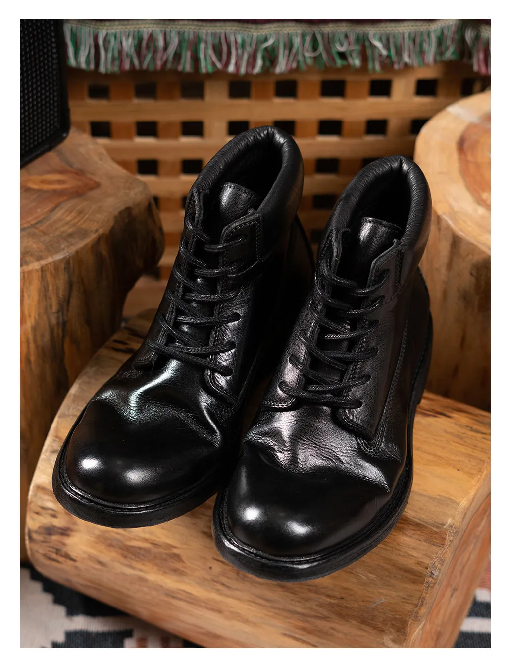 Men's Black Leather Work Boots