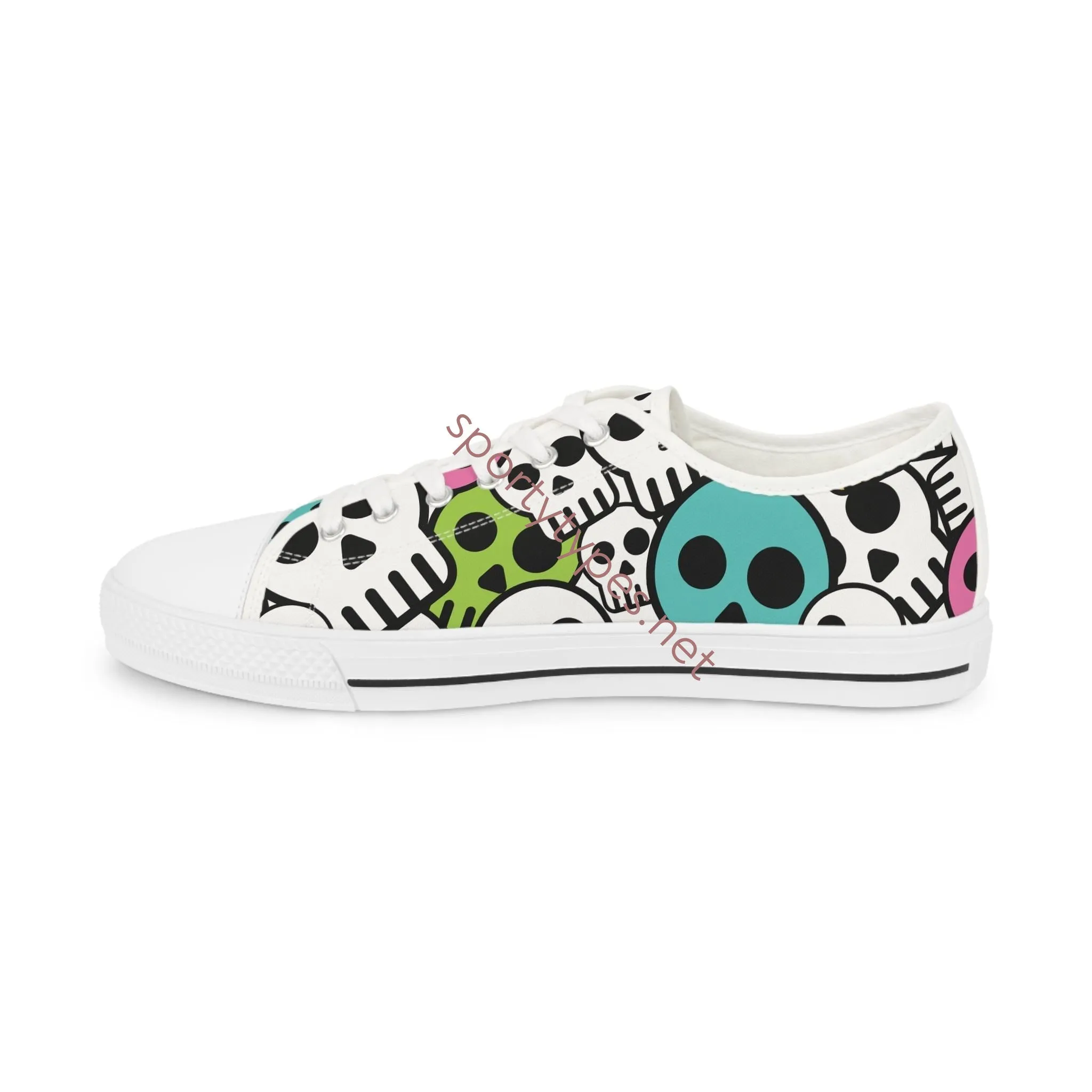 Men's Skull Print Canvas Low Top Sneakers