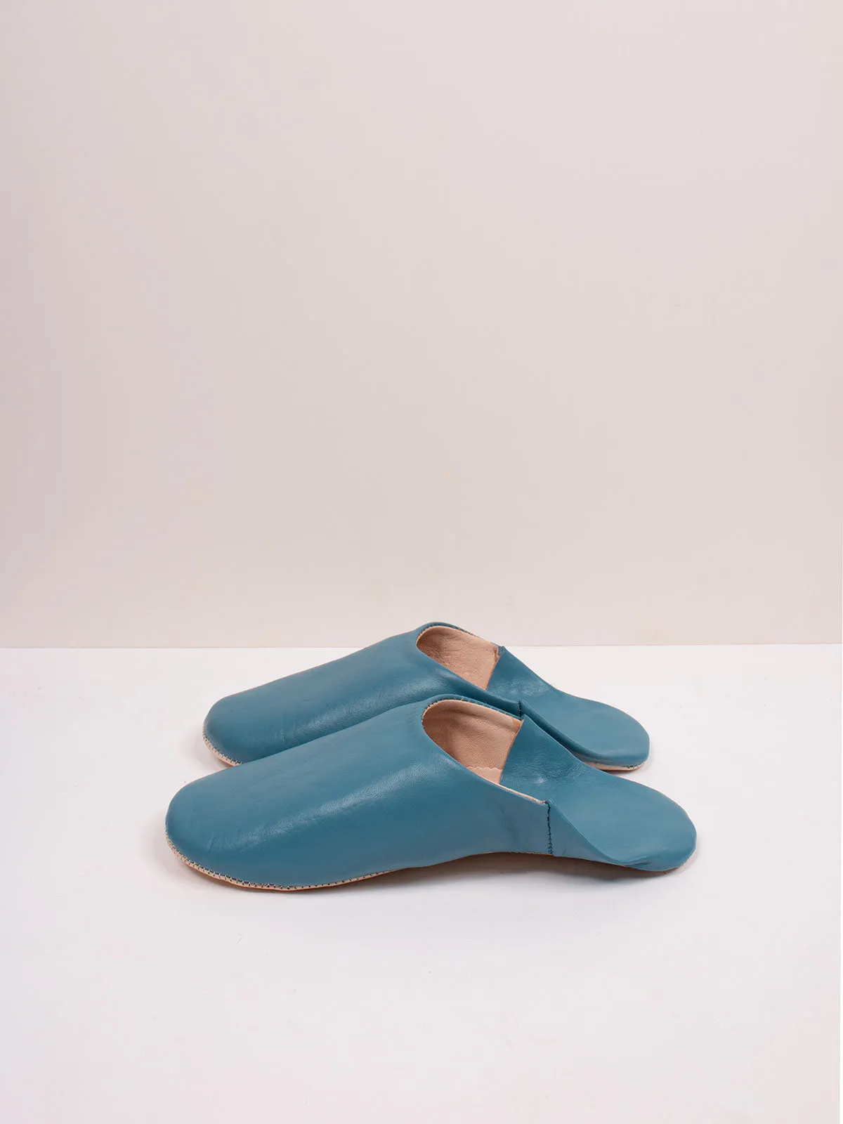 Moroccan Mens Babouche Slippers, Blue Grey