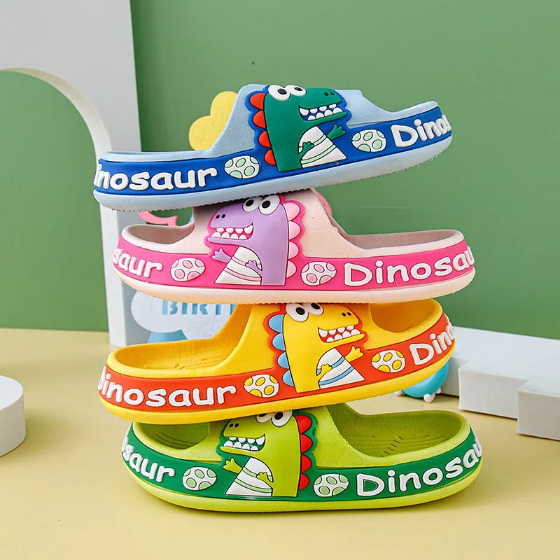 New parent-child children's dinosaur slippers for boys to wear outside the home bathroom bath non-slip cartoon slippers.