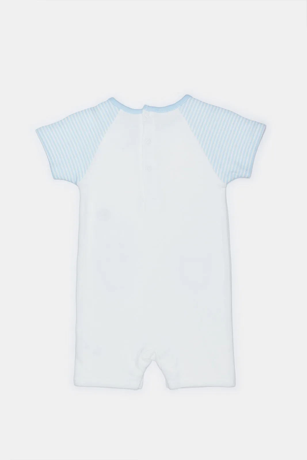 Newborn White And Blue Romper suit With Pockets