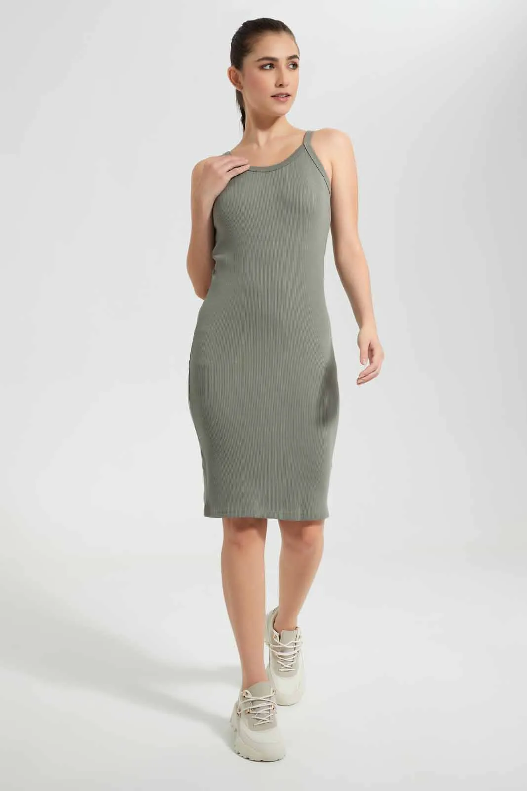 Olive Plain Dress