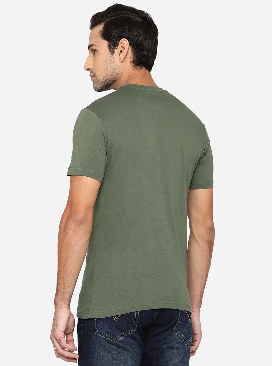 Olive Solid Slim Fit T-Shirt | JadeBlue