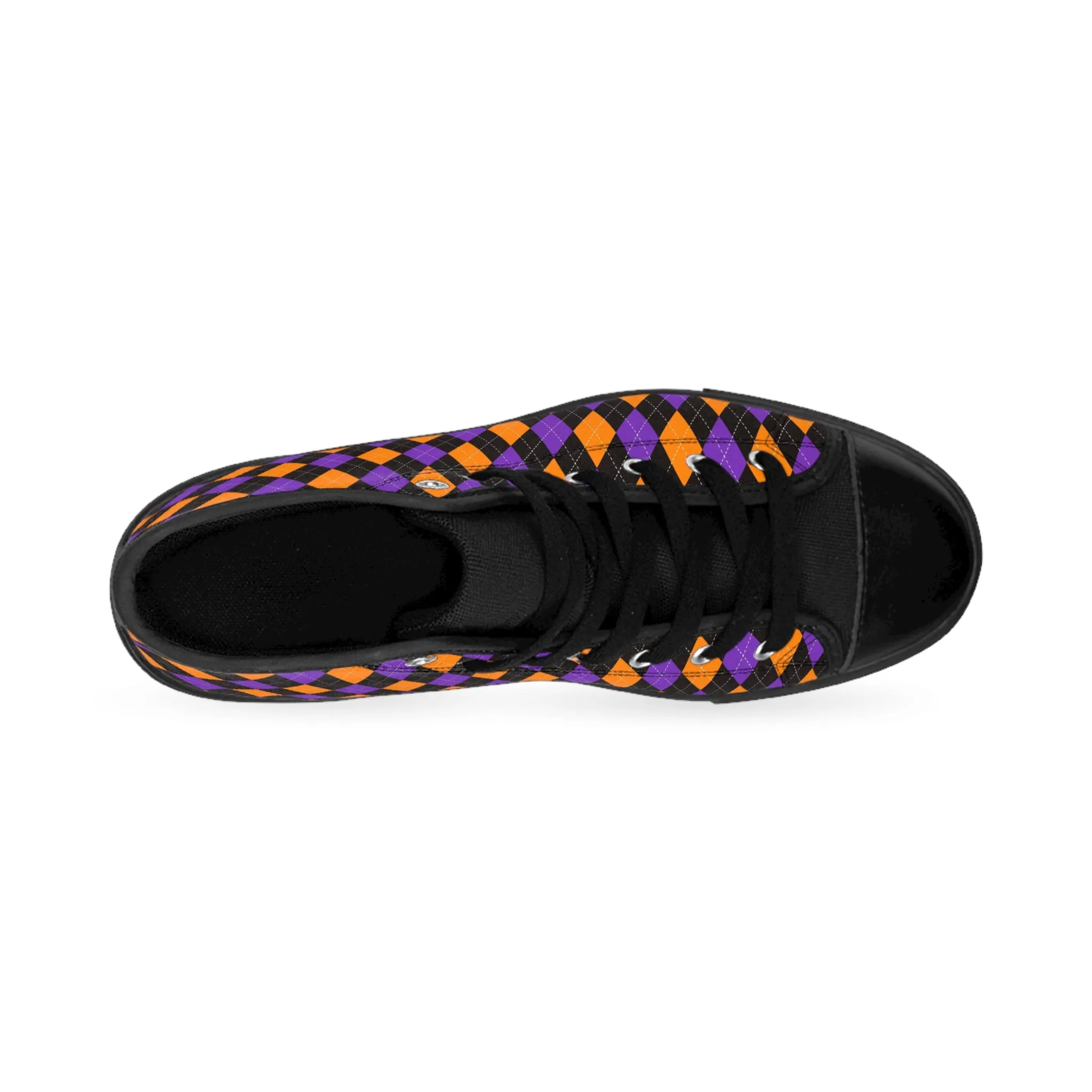 Orange Black and Purple Pattern Women's Classic Sneakers