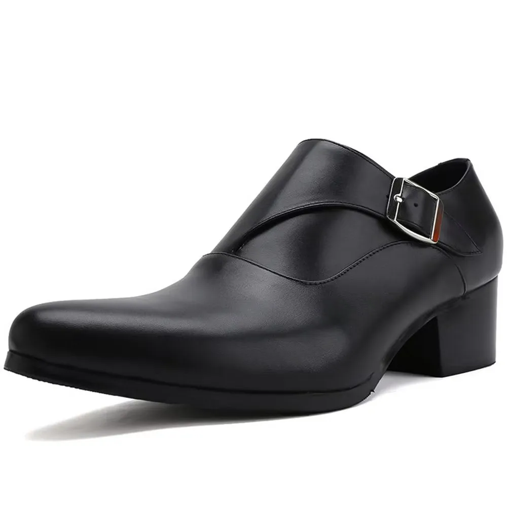 Refined Embossed Pointed Toe Monkstrap Dress Shoes